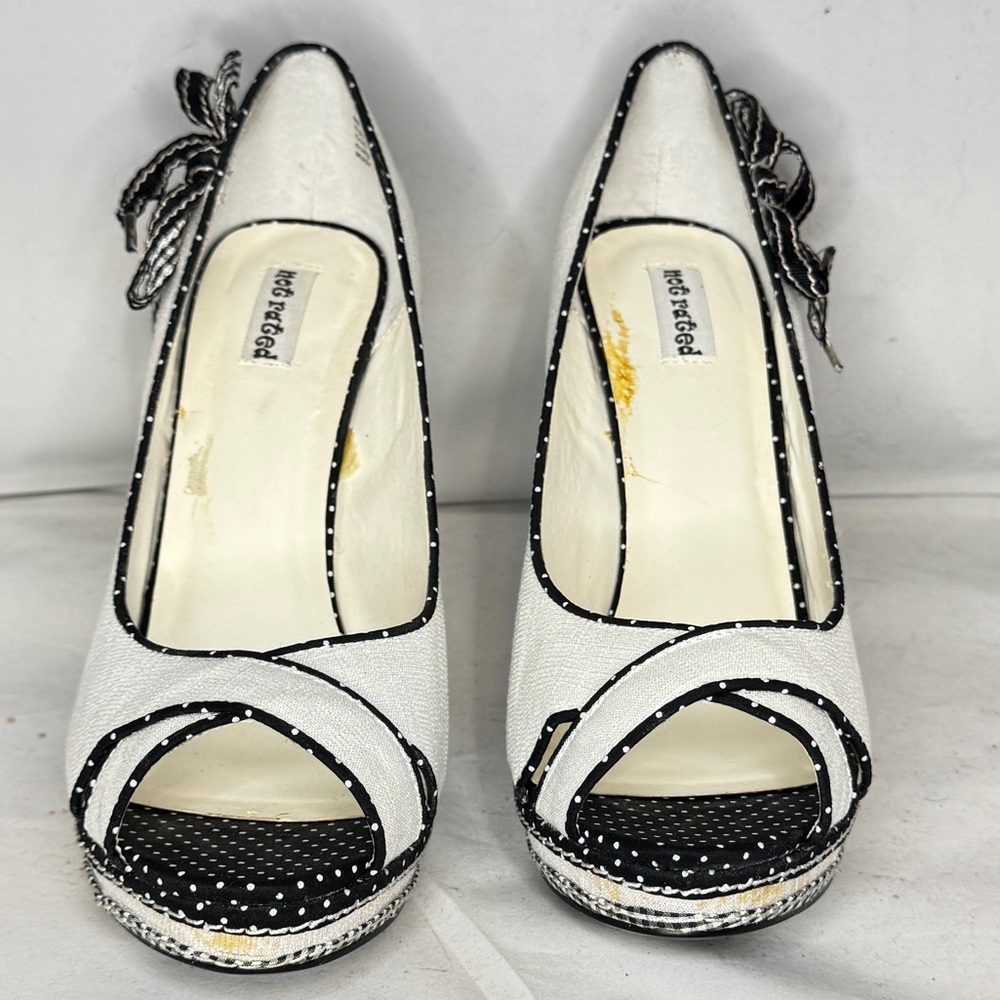 Not Rated Black and White Peep-Toe Heels